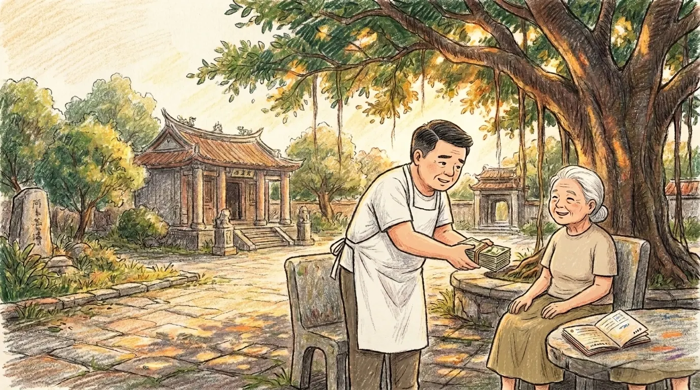 阿福伯把錢還給鎮長奶奶