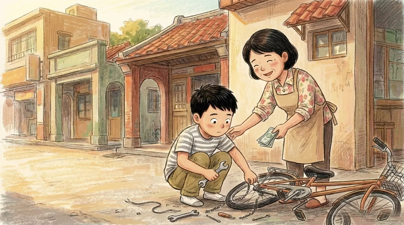 阿樂修好了鄰居的腳踏車